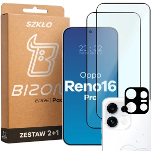 2x Szkło + szybka na aparat Bizon Glass Edge Pack do OPPO Reno16 Pro