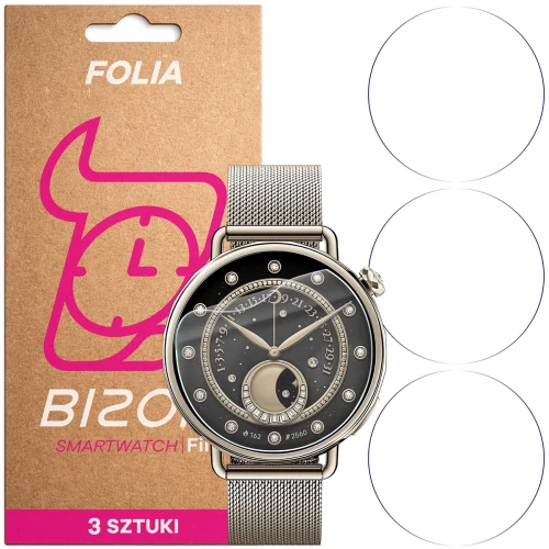 Folia ochronna na ekran zegarka Bizon Watch Film HydroFlex do Xiaomi Watch S4 41mm, 3 sztuki (1/5)