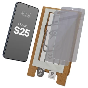 2x Prywatyzujące szklo hybrydowe z eko aplikatorem Bizon Eplikator Hybrid Shadow do Galaxy S25
