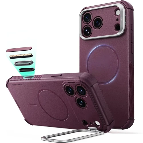 Etui ESR Cyber Tough Case Kickstand do MagSafe do iPhone 18 Pro / 17 Pro, burgundowe (2/8)