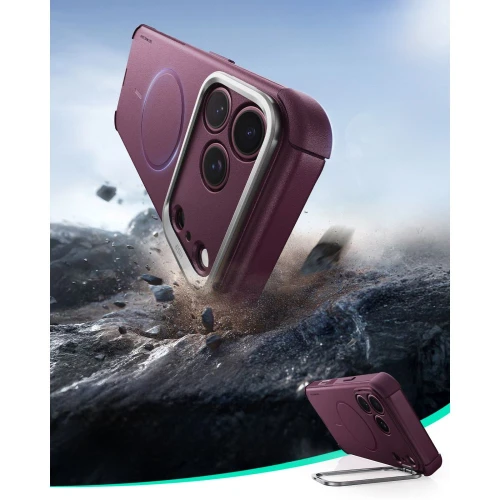 Etui ESR Cyber Tough Case Kickstand do MagSafe do iPhone 18 Pro / 17 Pro, burgundowe (3/8)