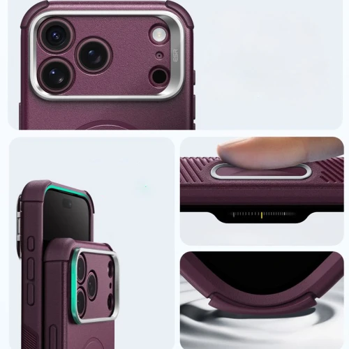 Etui ESR Cyber Tough Case Kickstand do MagSafe do iPhone 18 Pro / 17 Pro, burgundowe (6/8)