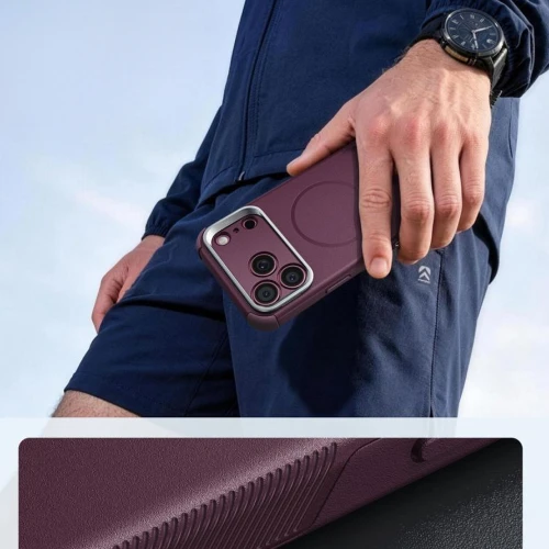 Etui ESR Cyber Tough Case Kickstand do MagSafe do iPhone 18 Pro / 17 Pro, burgundowe (7/8)