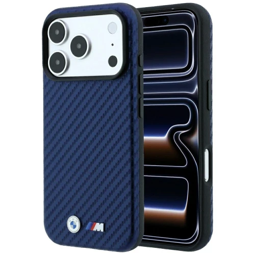 Etui BMW M Carbon Metal Logo MagSafe do iPhone 18 Pro Max / 17 Pro Max, granatowe (1/8)