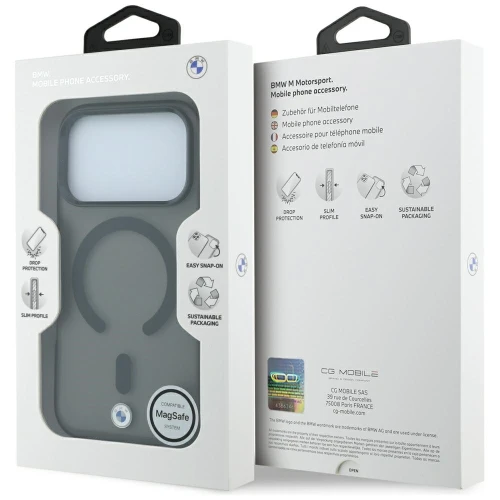 Etui BMW HC Sign Frosted IML MetaL Logo MagSafe do iPhone 18 Pro Max / 17 Pro Max, przezroczysto-czarne (9/9)