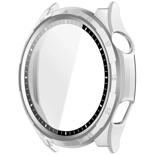 Etui ze szkłem do zegarka Bizon Case Watch Adamo do Honor Watch 6 / 6 Plus, satynowo srebrne (3/8)