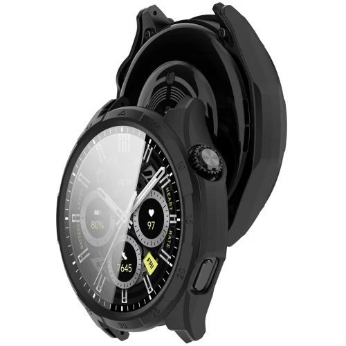 Etui ze szkłem do zegarka Bizon Case Watch Adamo do Honor Watch 6 / 6 Plus, matowe czarne (1/8)