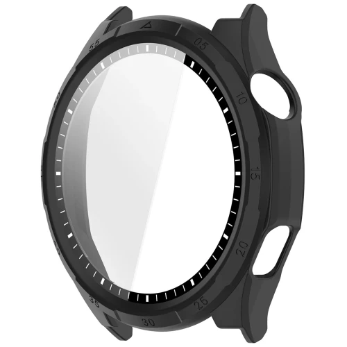 Etui ze szkłem do zegarka Bizon Case Watch Adamo do Honor Watch 6 / 6 Plus, matowe czarne (3/8)