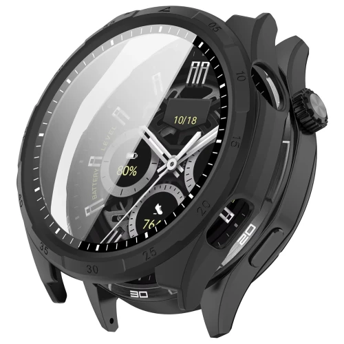 Etui ze szkłem do zegarka Bizon Case Watch Adamo do Honor Watch 6 / 6 Plus, matowe czarne (4/8)