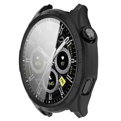Etui ze szkłem do zegarka Bizon Case Watch Adamo do Honor Watch 6 / 6 Plus, matowe czarne (5/8)