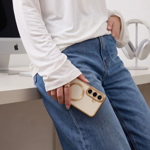 Etui z osłoną aparatu Tech-Protect MagFlex do Galaxy S26 FE do MagSafe, przezroczysto-złote (6/9)