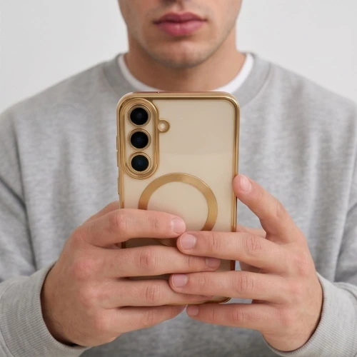 Etui z osłoną aparatu Tech-Protect MagFlex do Galaxy S26 FE do MagSafe, przezroczysto-złote (7/9)