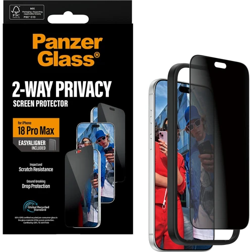 Szkło prywatyzujące z aplikatorem PanzerGlass 2-Way Ultra-Wide Fit Privacy + EasyAligner do iPhone 18 Pro Max (6/7)