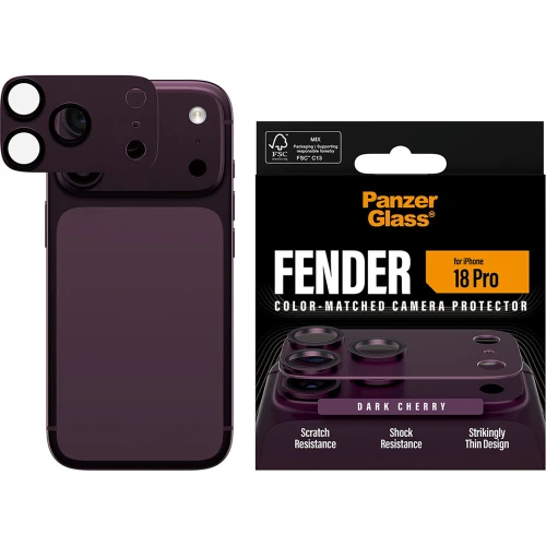 Szkło hartowane na aparat PanzerGlass Fender Camera Protector do iPhone 18 Pro, wiśniowe (2/6)
