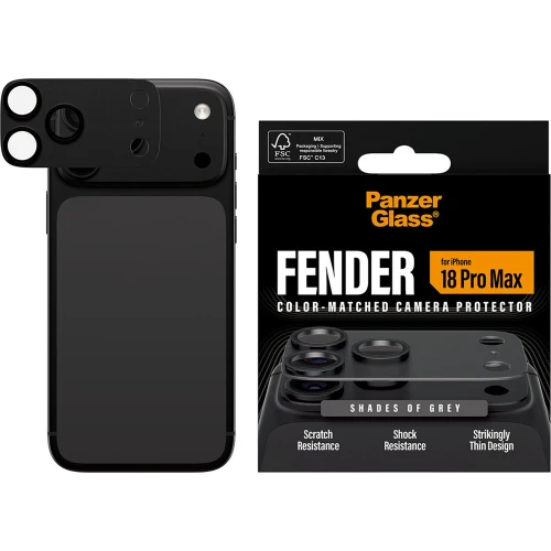Szkło hartowane na aparat PanzerGlass Fender Camera Protector do iPhone 18 Pro Max, ciemnoszare (2/6)