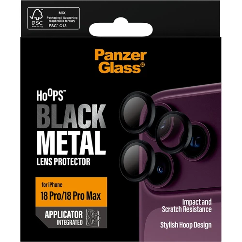 Szkło hartowane na aparat z aplikatorem PanzerGlass Hoops do iPhone 18 Pro Max / 18 Pro, czarne (3/6)