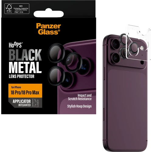 Szkło hartowane na aparat z aplikatorem PanzerGlass Hoops do iPhone 18 Pro Max / 18 Pro, czarne (5/6)