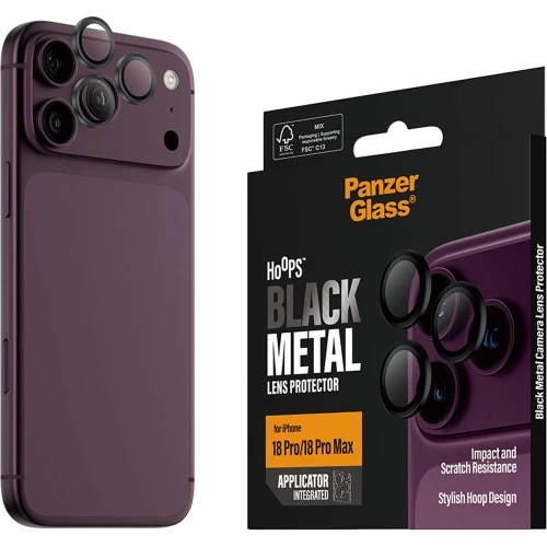 Szkło hartowane na aparat z aplikatorem PanzerGlass Hoops do iPhone 18 Pro Max / 18 Pro, czarne (6/6)