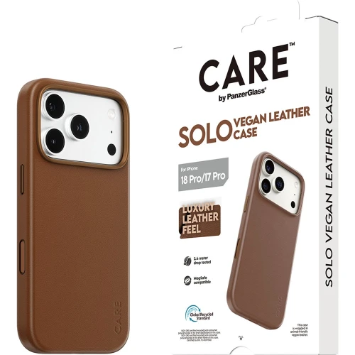 Etui ze skóry wegańskiej CARE by PanzerGlass Solo Vegan Leather Case do MagSafe do iPhone 18 Pro / 17 Pro, brązowe (6/6)
