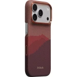 Etui aramidowe Pitaka Ultra-Slim Case do MagSafe, do iPhone 18 Pro Max / 17 Pro Max, czerwono-burgundowe z kevlarem