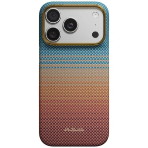 Etui aramidowe Pitaka Ultra-Slim Case do MagSafe, do iPhone 18 Pro / 17 Pro, pomarańczowo-niebieskie z kevlarem