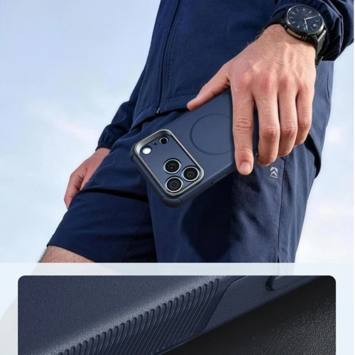 Etui ESR Cyber Tough Case Kickstand do MagSafe do iPhone 18 Pro / 17 Pro, granatowe (7/8)