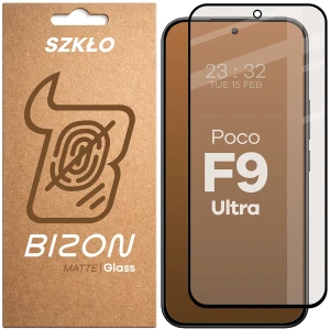 Matowe szkło hartowane Bizon Glass Matte do Xiaomi POCO F9 Ultra, czarna ramka