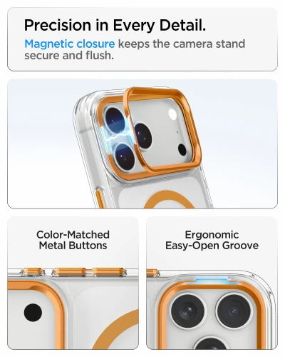 Etui Spigen Ultra Hybrid Optik S Mag do MagSafe do iPhone 18 Pro / 17 Pro, przezroczysto-pomarańczowe (2/12)