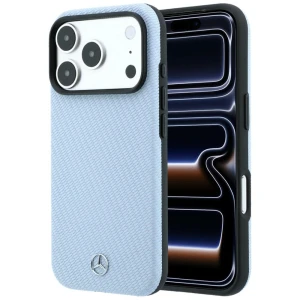 Etui Mercedes Leather Semi Wrap Wood Effect MagSafe do iPhone 18 Pro / 17 Pro, niebieskie