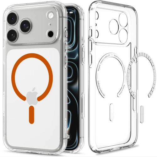 Etui Spigen Ultra Hybrid Mag do MagSafe do iPhone 18 Pro Max, przezroczysto-pomarańczowe (7/16)