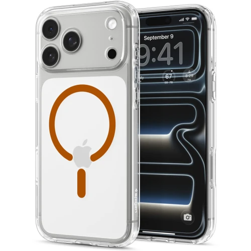 Etui Spigen Ultra Hybrid Mag do MagSafe do iPhone 18 Pro Max, przezroczysto-pomarańczowe (9/16)