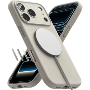 Etui Ringke Silicone Magnetic CC do MagSafe do iPhone 18 Pro, beżowe