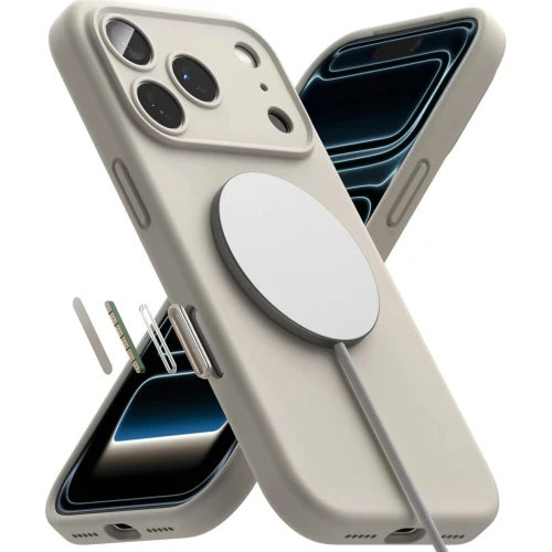 Etui Ringke Silicone Magnetic CC do MagSafe do iPhone 18 Pro, beżowe (1/9)