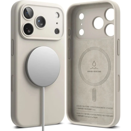 Etui Ringke Silicone Magnetic CC do MagSafe do iPhone 18 Pro, beżowe (2/9)
