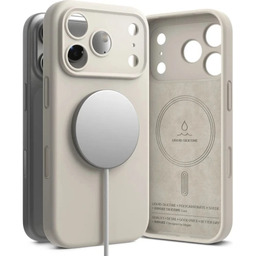 Etui Ringke Silicone Magnetic CC do MagSafe do iPhone 18 Pro, beżowe (5/9)