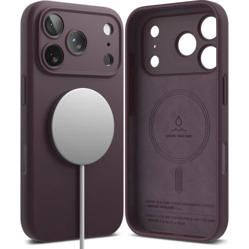 Etui Ringke Silicone Magnetic CC do MagSafe do iPhone 18 Pro Max, burgundowe (2/9)