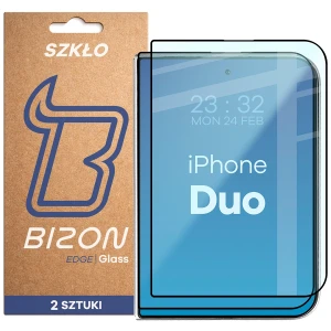 Szkło hartowane Bizon Glass Edge Duo do iPhone Duo, czarna ramka, 2 sztuki