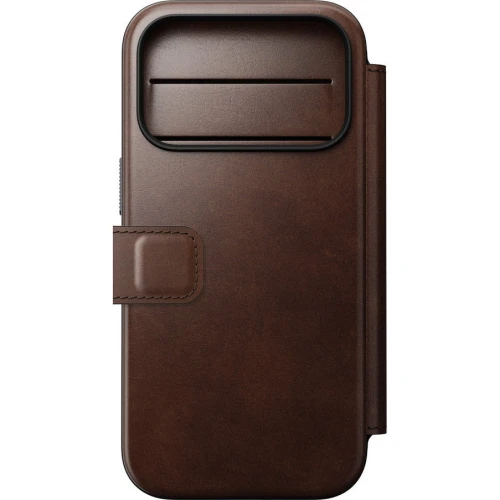 Etui z klapką Nomad Modern Leather Folio Horween Series do MagSafe, do iPhone 18 Pro / 17 Pro, rustykalne brązowe (9/13)
