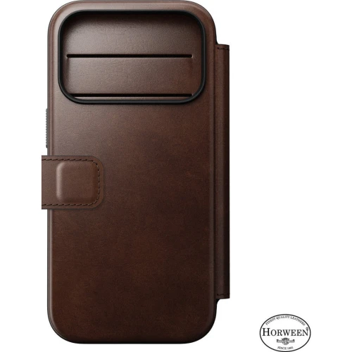 Etui z klapką Nomad Modern Leather Folio Horween Series do MagSafe, do iPhone 18 Pro / 17 Pro, rustykalne brązowe (10/13)