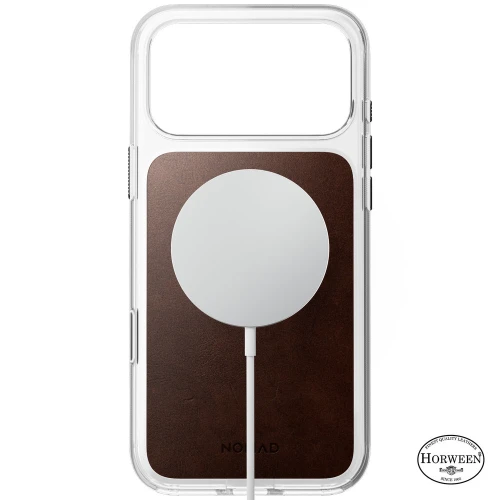Etui z naturalnej skóry do iPhone 18 Pro Max / 17 Pro Max, Nomad Clear Leather Case Horween Series do MagSafe, przezroczysto-rustykalne brązowe (5/9)