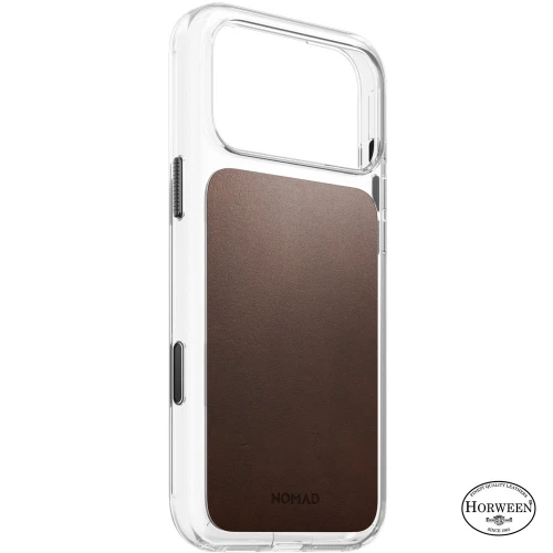Etui z naturalnej skóry do iPhone 18 Pro Max / 17 Pro Max, Nomad Clear Leather Case Horween Series do MagSafe, przezroczysto-rustykalne brązowe (6/9)