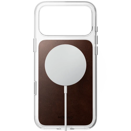 Etui z naturalnej skóry do iPhone 18 Pro Max / 17 Pro Max, Nomad Clear Leather Case Horween Series do MagSafe, przezroczysto-rustykalne brązowe (7/9)
