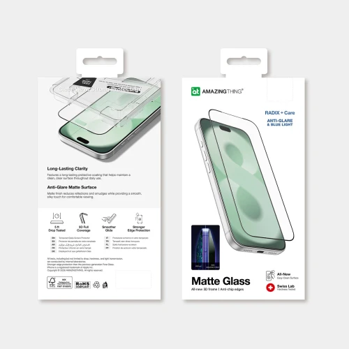 Szkło hartowane matowe AmazingThing Radix +Care Matte Glass do iPhone 18 Pro (4/7)