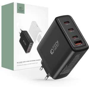 OUTLET: Ładowarka sieciowa GaN 3x USB-C PD, USB-A QC 3.0, 100W,Tech-Protect NC100W Network, czarna