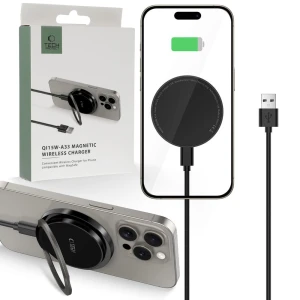 OUTLET:  Ładowarka indukcyjna Tech-Protect Qi15W A33 Magnetic Wireless Charger do MagSafe, Qi + kabel USB-C, 1m, czarna