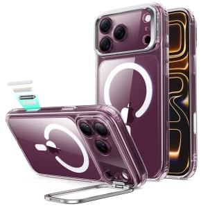 Etui ESR Classic Hybrid Kickstand do MagSafe do iPhone 18 Pro Max / 17 Pro Max, przezroczysto-białe