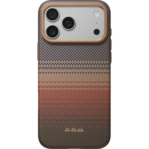 Etui aramidowe Pitaka Summa Case do MagSafe do iPhone 18 Pro Max / 17 Pro Max, brązowo-czerwone z kevlarem (1/11)