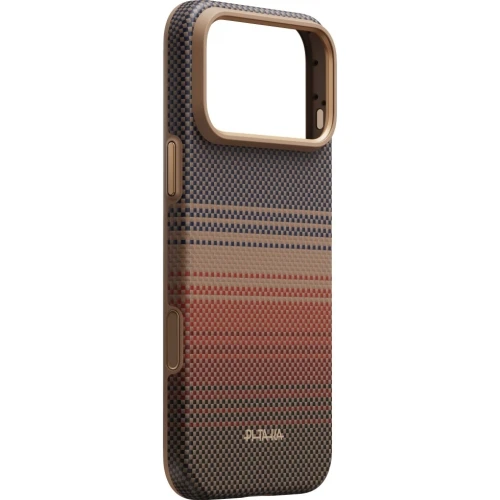 Etui aramidowe Pitaka Summa Case do MagSafe do iPhone 18 Pro Max / 17 Pro Max, brązowo-czerwone z kevlarem (2/11)