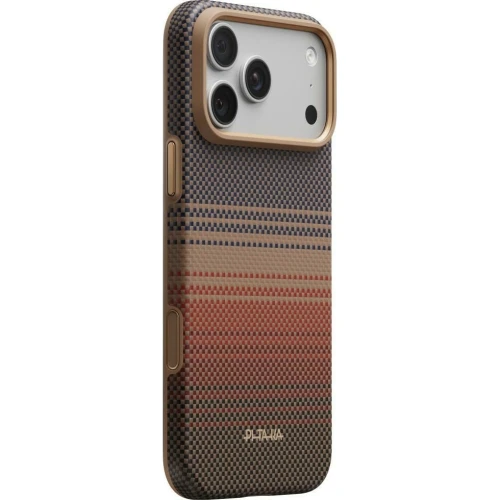 Etui aramidowe Pitaka Summa Case do MagSafe do iPhone 18 Pro Max / 17 Pro Max, brązowo-czerwone z kevlarem (9/11)