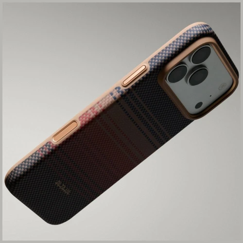 Etui aramidowe Pitaka Summa Case do MagSafe do iPhone 18 Pro Max / 17 Pro Max, brązowo-czerwone z kevlarem (11/11)